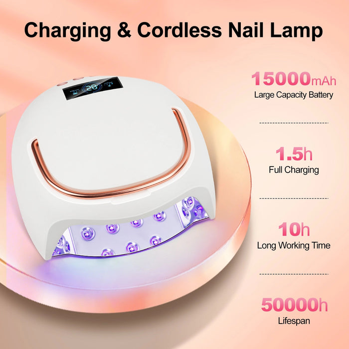 Cordless UV Nail Lamp R2 – Rechargeable LED Nail Dryer with Auto Sensor & 4 Timer Settings for Quick Gel Curing - LKEnail