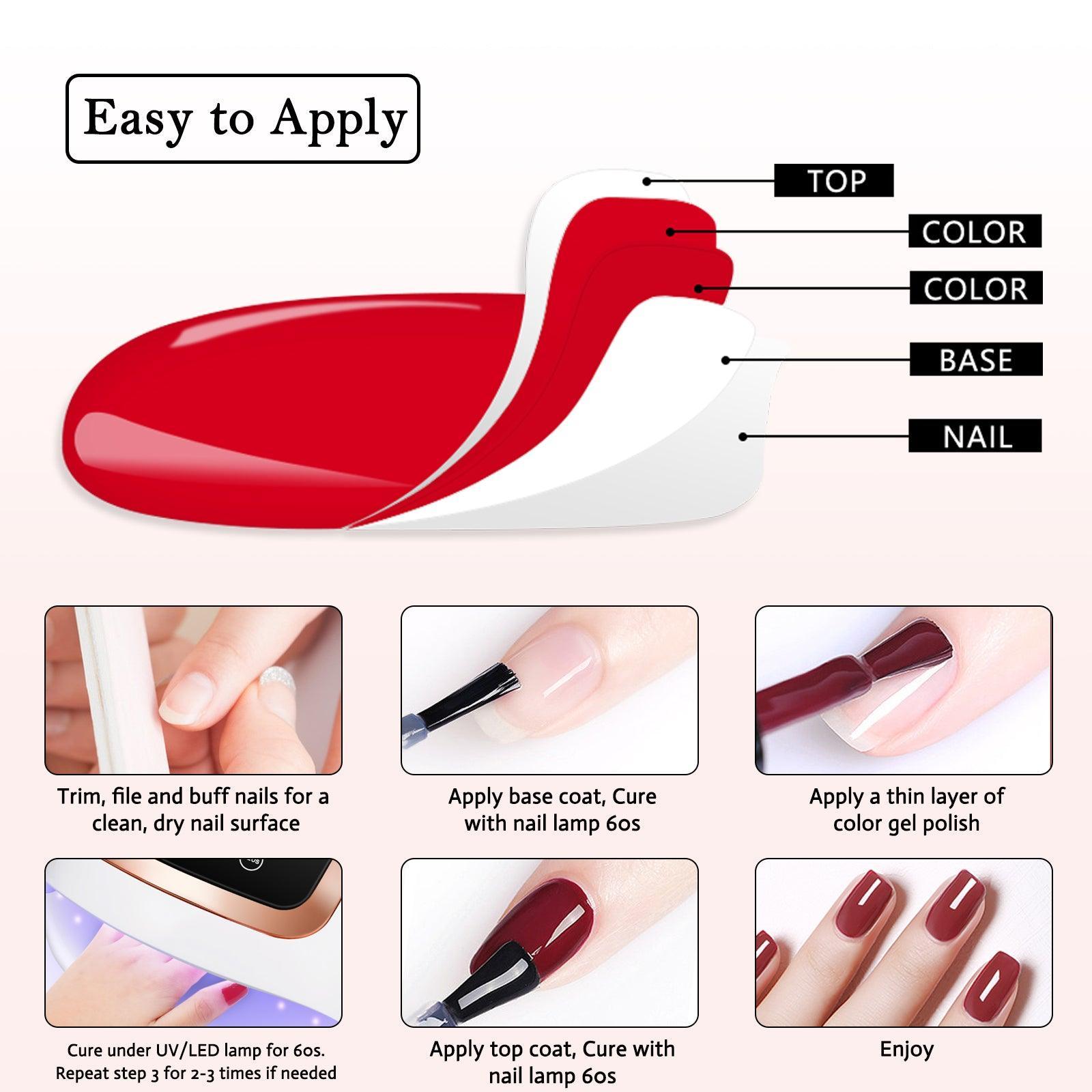 LKEnail Nail UV Lamp Kit – LED Lamp with USB Lead, Gel Base Lacquer, Wipe - Free Top Coat - LKEnail