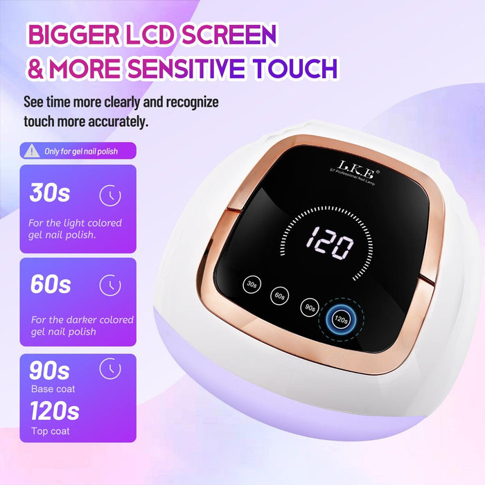 LKENail S7 UV LED Nail Lamp – Eco - Friendly Gel Curing with Smart Sensor & LCD Touchscreen - LKEnail