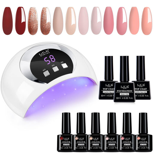 Scarlet Pomegranate 6+3 Gel Nail Polish Kit with UV Lamp (S5 Model) - LKEnail