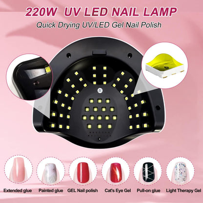 UV LED Nail Lamp, 220W UV Nail Dryer White - LKE nail