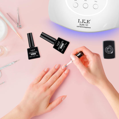 LKE Gel Nail Polish Starter Kit,72W UV LED Lamp Nail Dryer, Top and Base Coat - LKE nail